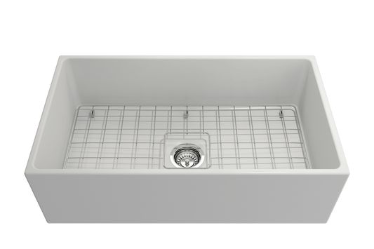 Contempo Apron Front Fireclay 33" Single Bowl Kitchen Sink in Matte White