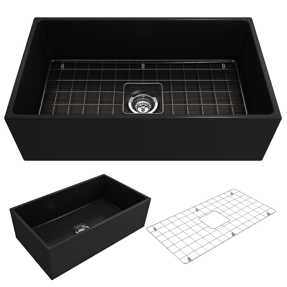 Contempo Apron Front Fireclay 33" Single Bowl Kitchen Sink in Matte Black
