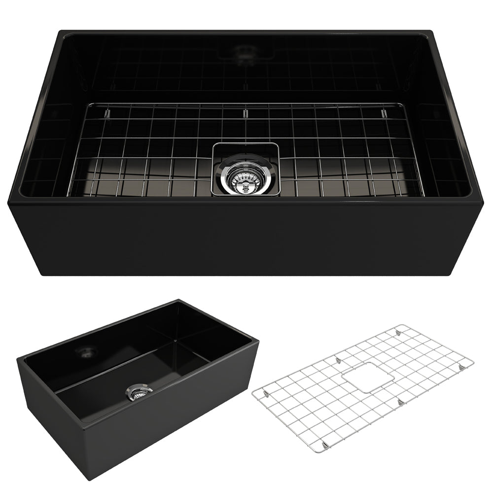 Contempo Apron Front Fireclay 33" Single Bowl Kitchen Sink in Black