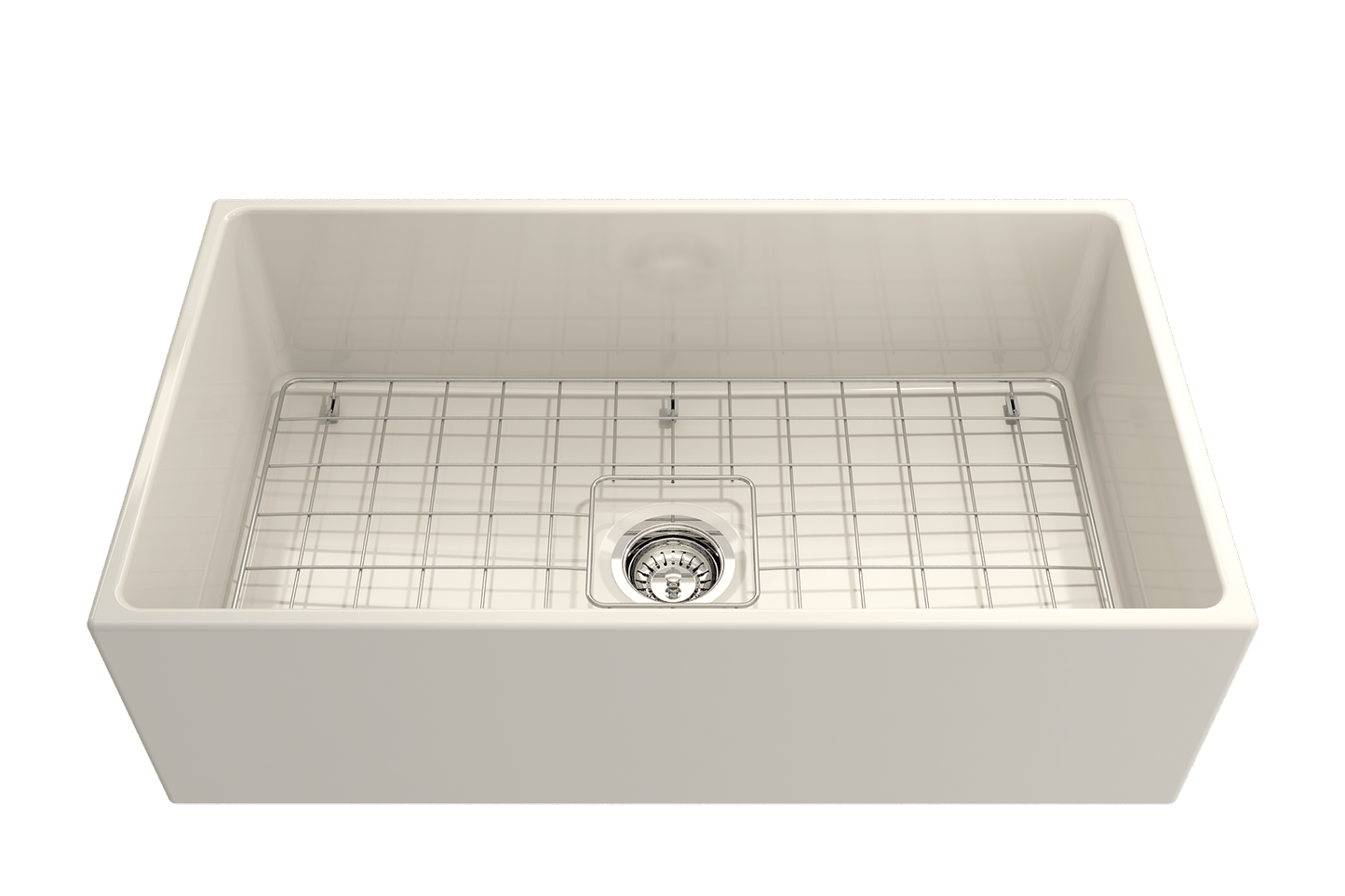 Contempo Apron Front Fireclay 33" Single Bowl Kitchen Sink in Biscuit