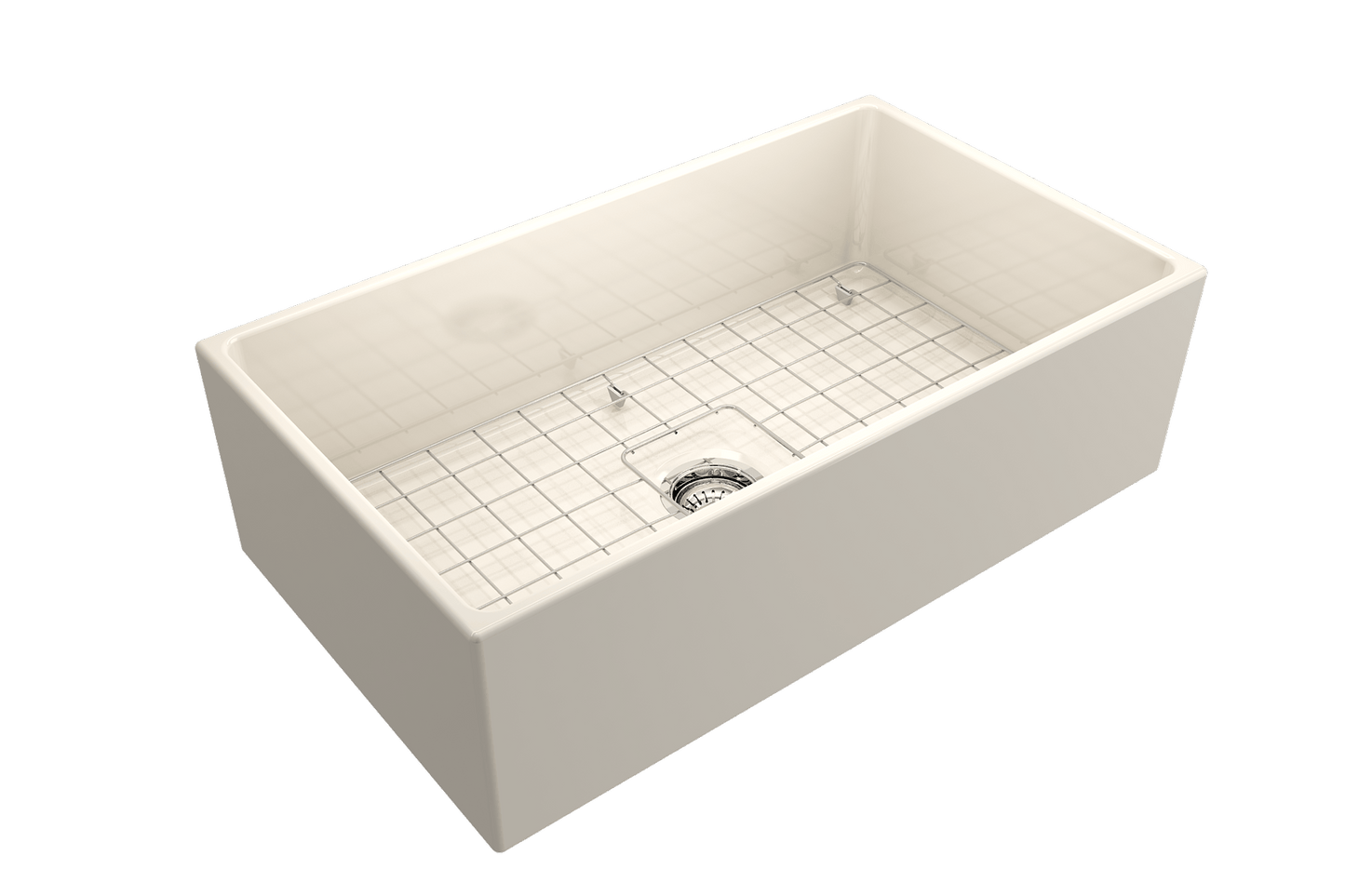 Contempo Apron Front Fireclay 33" Single Bowl Kitchen Sink in Biscuit