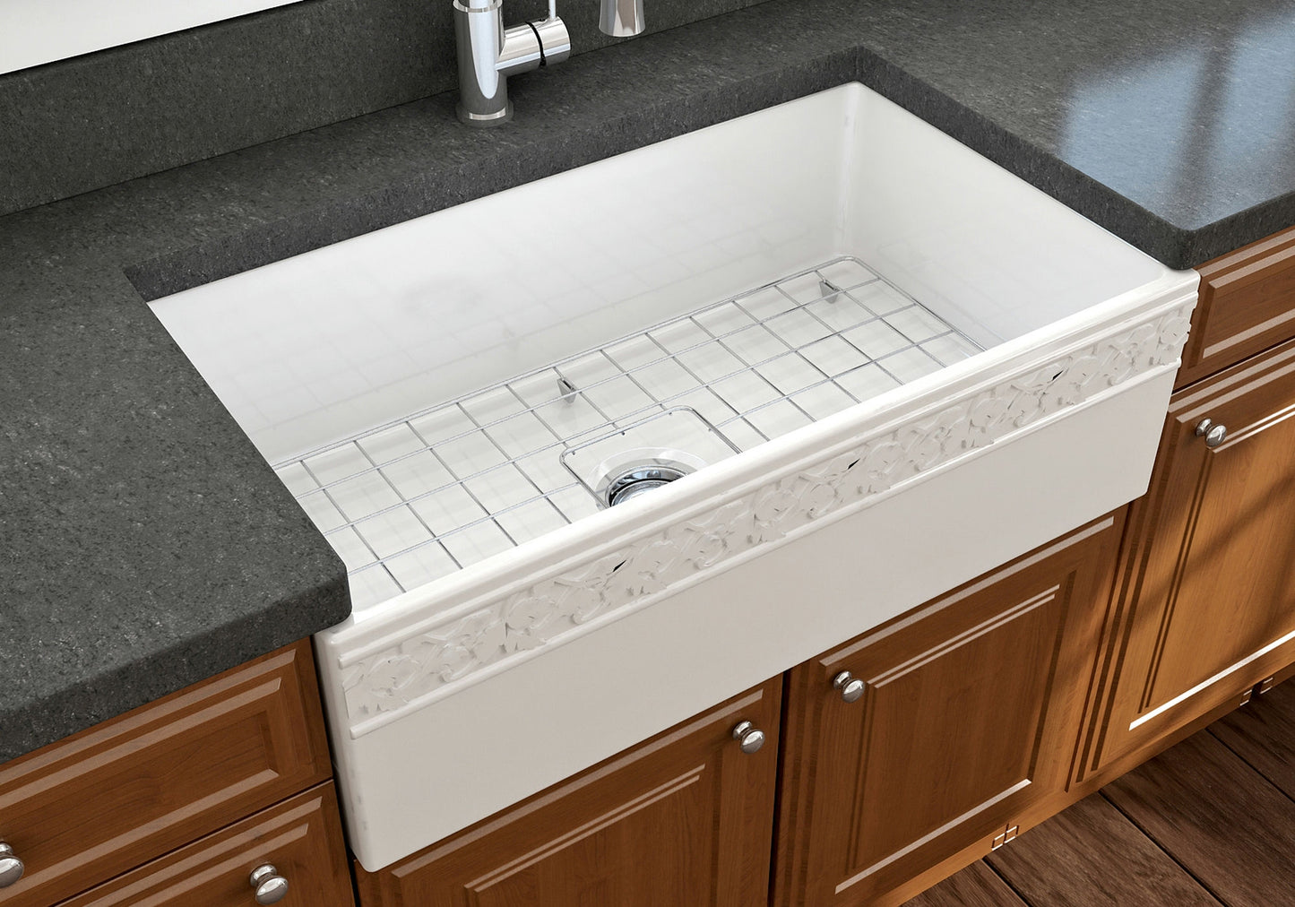 Vigneto Apron Front Fireclay 33" Single Bowl Kitchen Sink in White