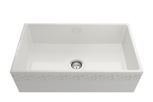 Vigneto Apron Front Fireclay 33" Single Bowl Kitchen Sink in White