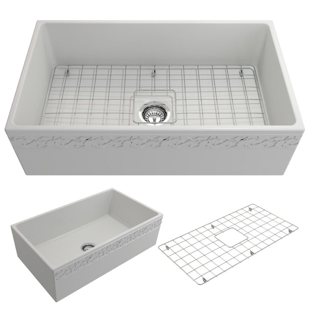 Vigneto Apron Front Fireclay 33" Single Bowl Kitchen Sink in Matte White