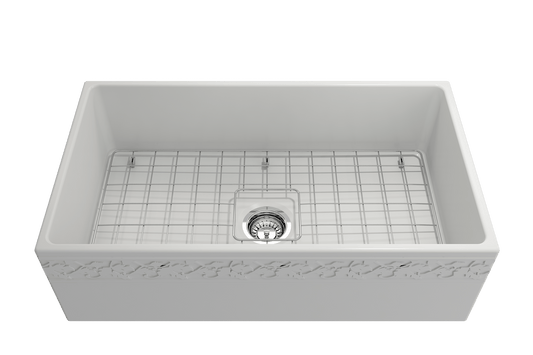 Vigneto Apron Front Fireclay 33" Single Bowl Kitchen Sink in Matte White