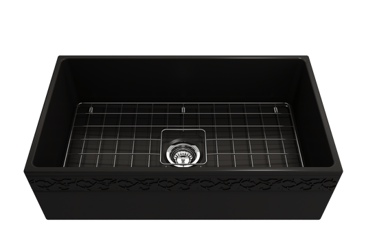 Vigneto Apron Front Fireclay 33" Single Bowl Kitchen Sink in Matte Black