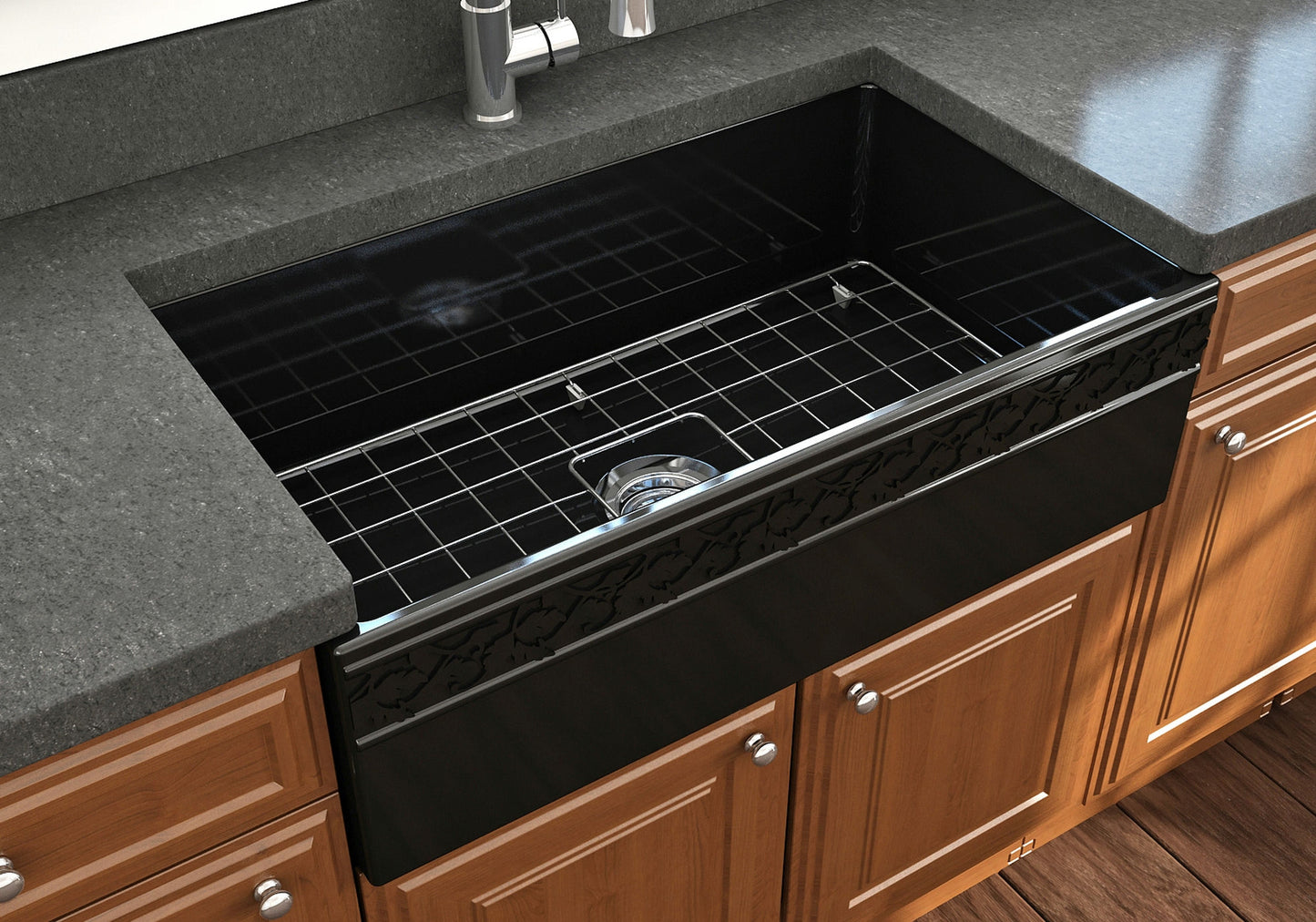 Vigneto Apron Front Fireclay 33" Single Bowl Kitchen Sink in Black