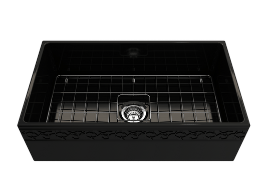 Vigneto Apron Front Fireclay 33" Single Bowl Kitchen Sink in Black