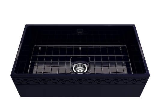 Vigneto Apron Front Fireclay 33" Single Bowl Kitchen Sink in Sapphire Blue