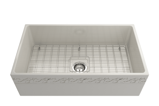 Vigneto Apron Front Fireclay 33" Single Bowl Kitchen Sink in Biscuit