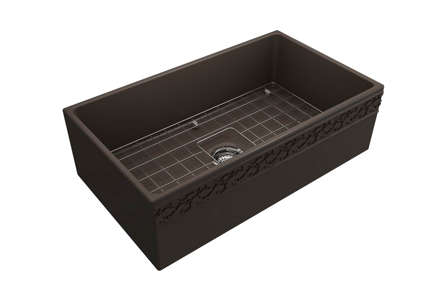 Vigneto Apron Front Fireclay 33" Single Bowl Kitchen Sink in Matte Brown