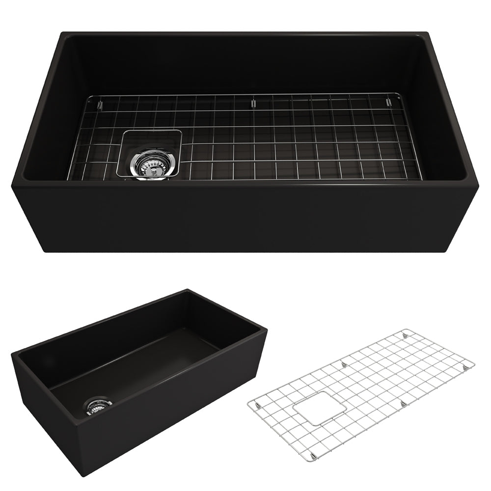 Contempo Apron Front Fireclay 36" Single Bowl Kitchen Sink in Matte Black