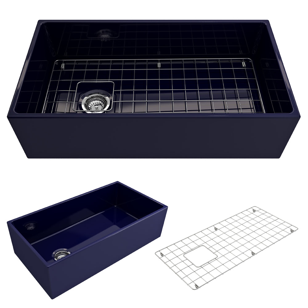 Contempo Apron Front Fireclay 36" Single Bowl Kitchen Sink in Sapphire Blue