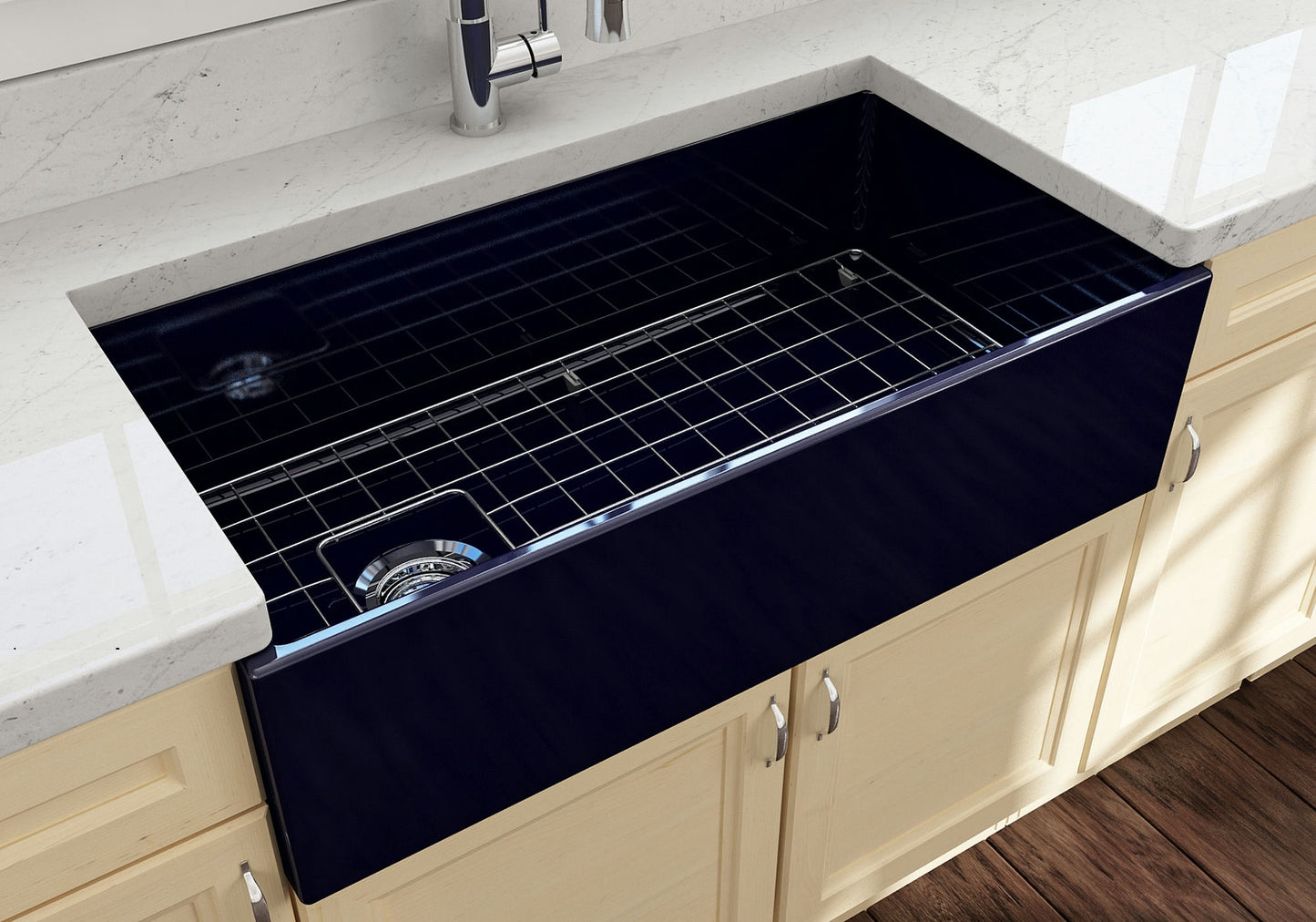 Contempo Apron Front Fireclay 36" Single Bowl Kitchen Sink in Sapphire Blue