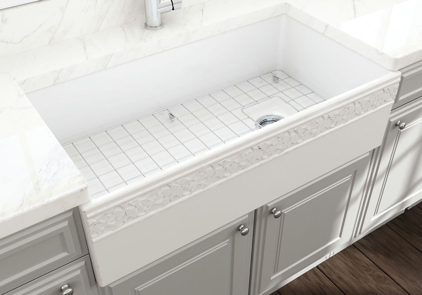 Vigneto Apron Front Fireclay 36" Single Bowl Kitchen Sink in White