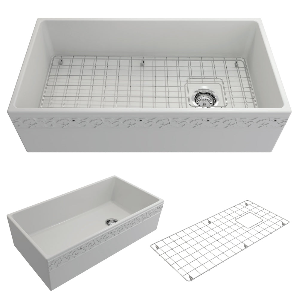 Vigneto Apron Front Fireclay 36" Single Bowl Kitchen Sink in Matte White