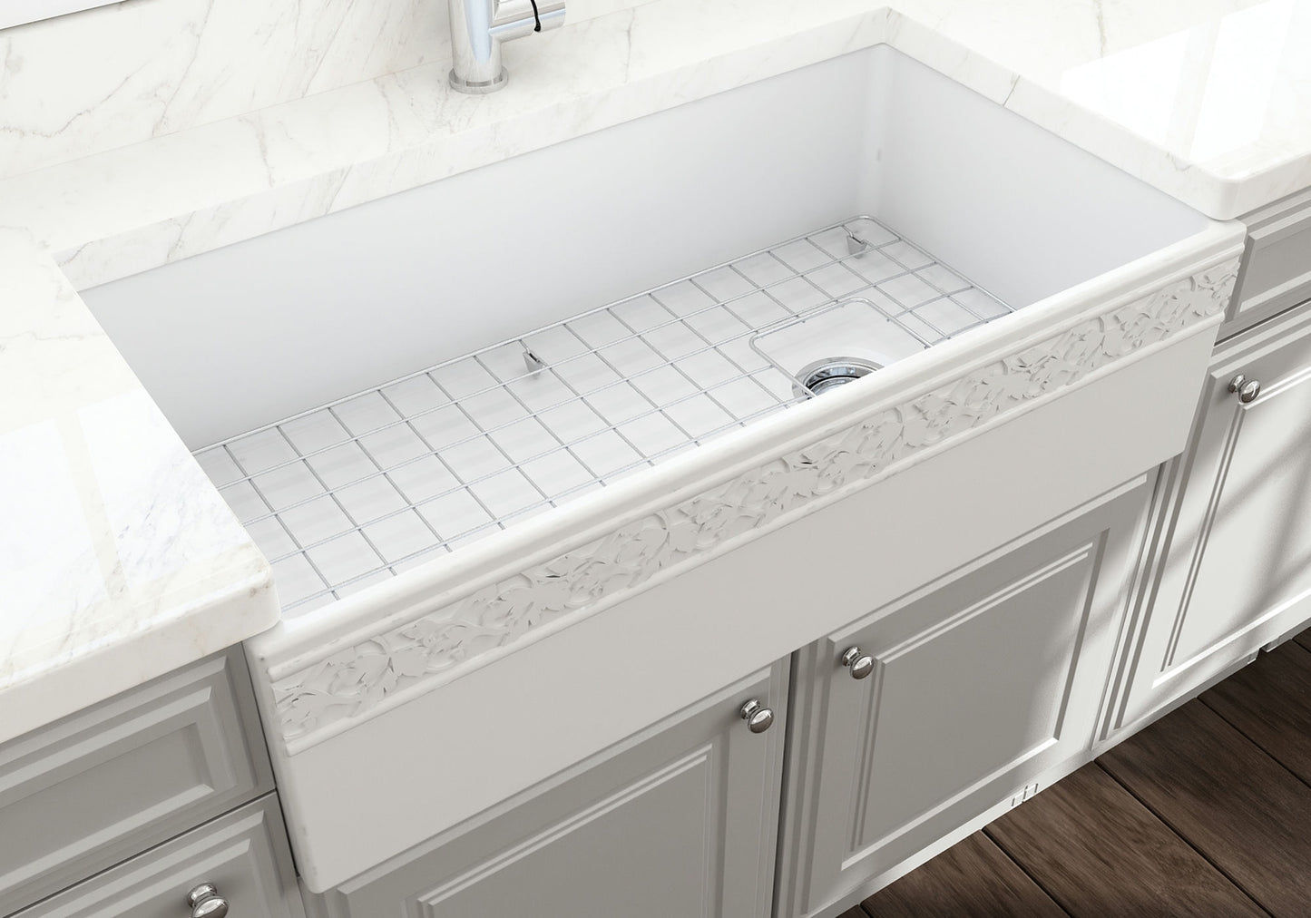 Vigneto Apron Front Fireclay 36" Single Bowl Kitchen Sink in Matte White