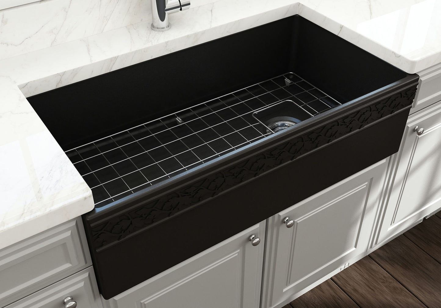 Vigneto Apron Front Fireclay 36" Single Bowl Kitchen Sink in Matte Black