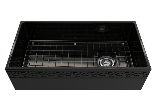 Vigneto Apron Front Fireclay 36" Single Bowl Kitchen Sink in Black