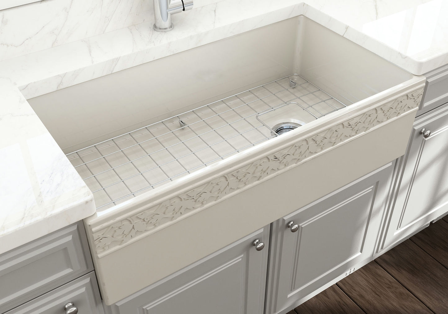 Vigneto Apron Front Fireclay 36" Single Bowl Kitchen Sink in Biscuit