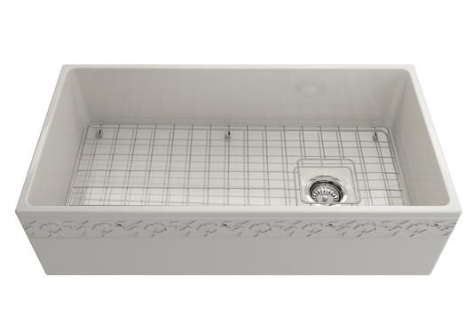 Vigneto Apron Front Fireclay 36" Single Bowl Kitchen Sink in Biscuit