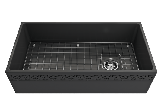Vigneto Apron Front Fireclay 36" Single Bowl Kitchen Sink in Matte Dark Gray
