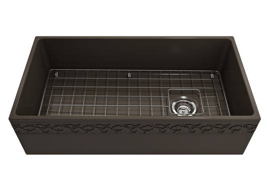 Vigneto Apron Front Fireclay 36" Single Bowl Kitchen Sink in Matte Brown