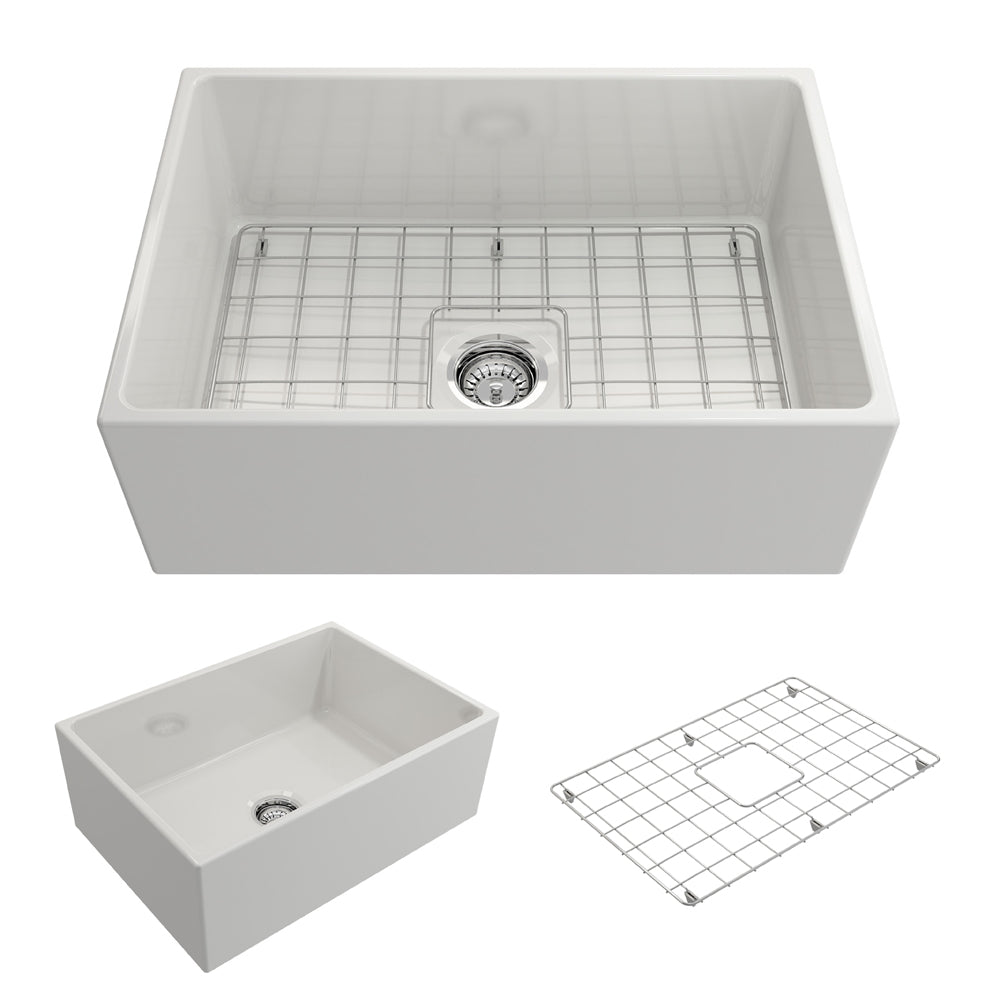 Contempo Apron Front Fireclay 27" Single Bowl Kitchen Sink in White