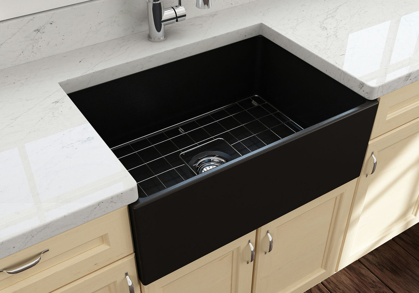 Contempo Apron Front Fireclay 27" Single Bowl Kitchen Sink in Matte Black