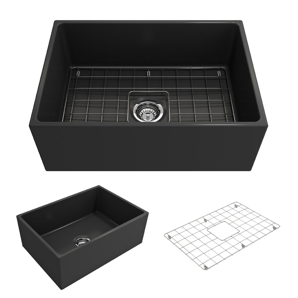 Contempo Apron Front Fireclay 27" Single Bowl Kitchen Sink in Matte Dark Gray