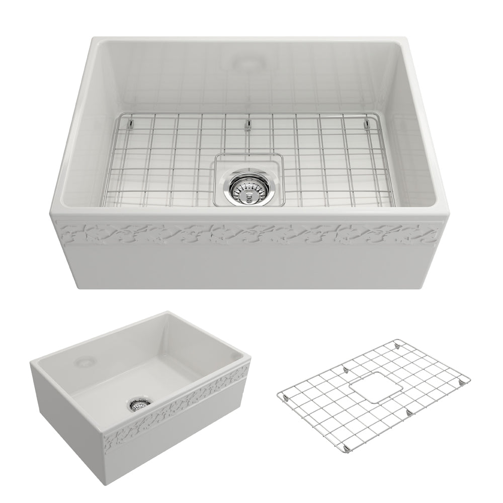 Vigneto Apron Front Fireclay 27" Single Bowl Kitchen Sink in White