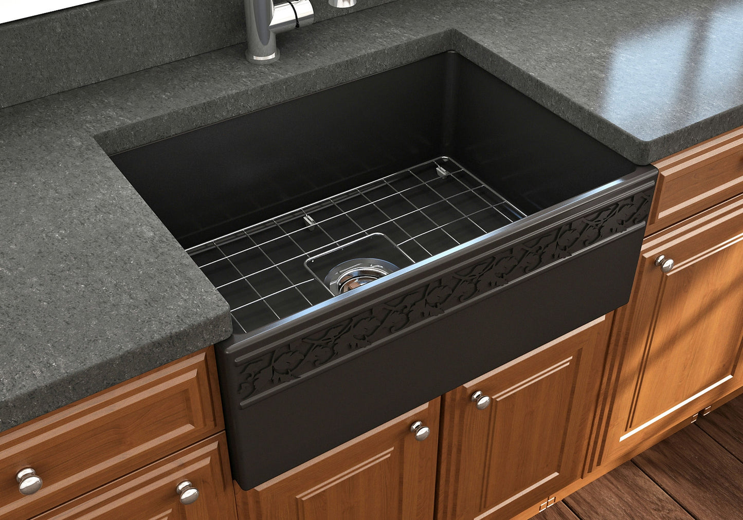 Vigneto Apron Front Fireclay 27" Single Bowl Kitchen Sink in Matte Black