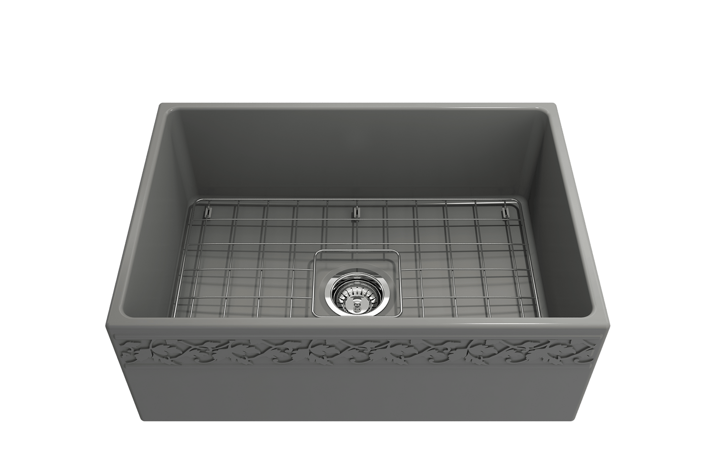 Vigneto Apron Front Fireclay 27" Single Bowl Kitchen Sink in Matte Gray