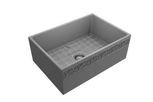 Vigneto Apron Front Fireclay 27" Single Bowl Kitchen Sink in Matte Gray