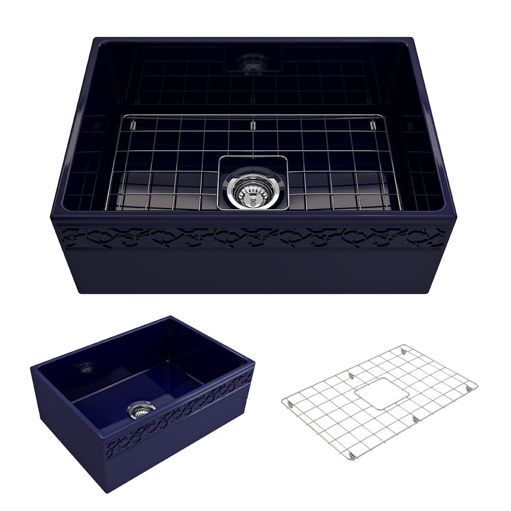 Vigneto Apron Front Fireclay 27" Single Bowl Kitchen Sink in Sapphire Blue