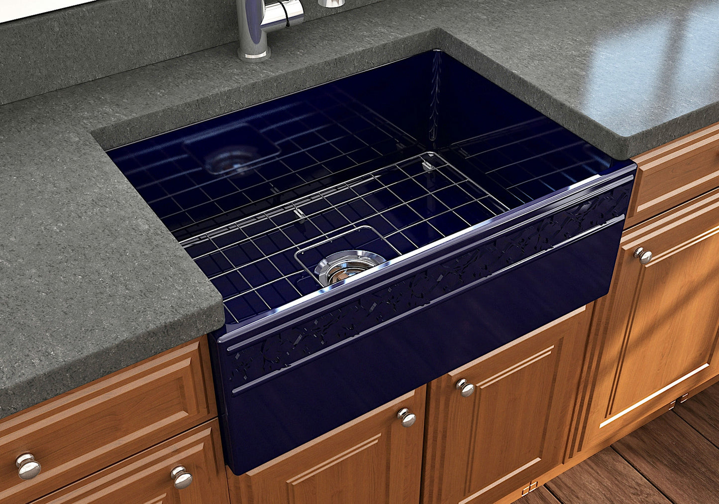 Vigneto Apron Front Fireclay 27" Single Bowl Kitchen Sink in Sapphire Blue