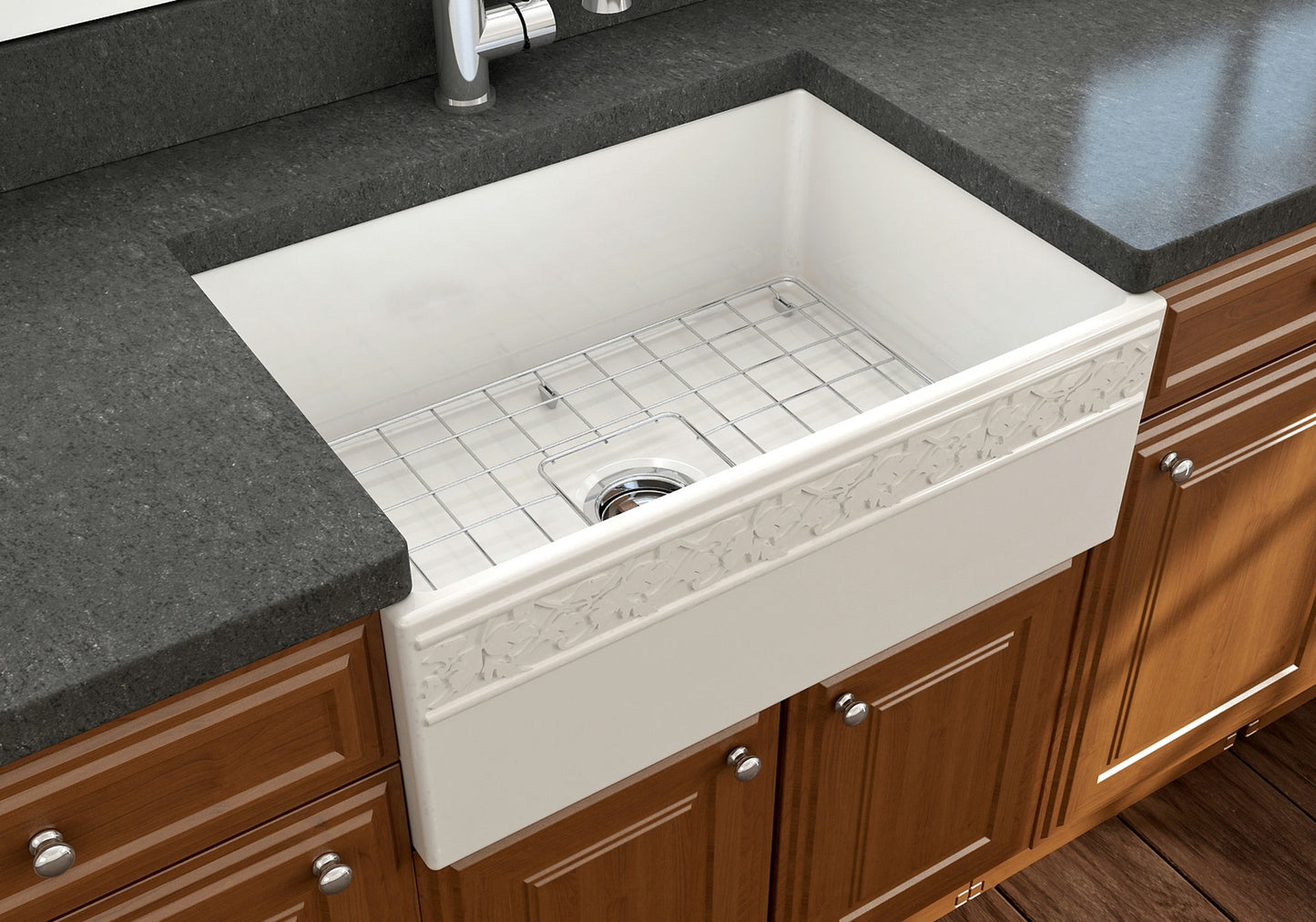 Vigneto Apron Front Fireclay 27" Single Bowl Kitchen Sink in Biscuit