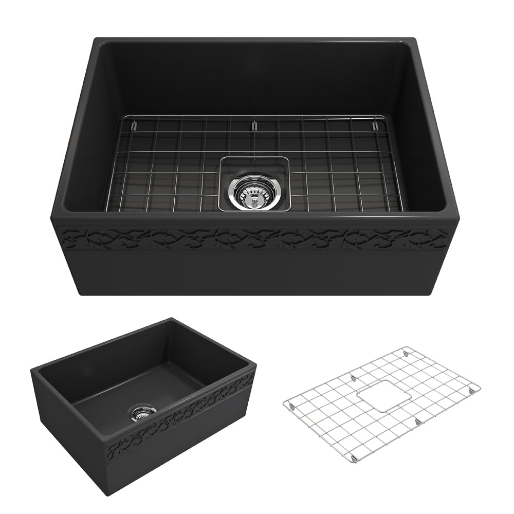 Vigneto Apron Front Fireclay 27" Single Bowl Kitchen Sink in Matte Dark Gray