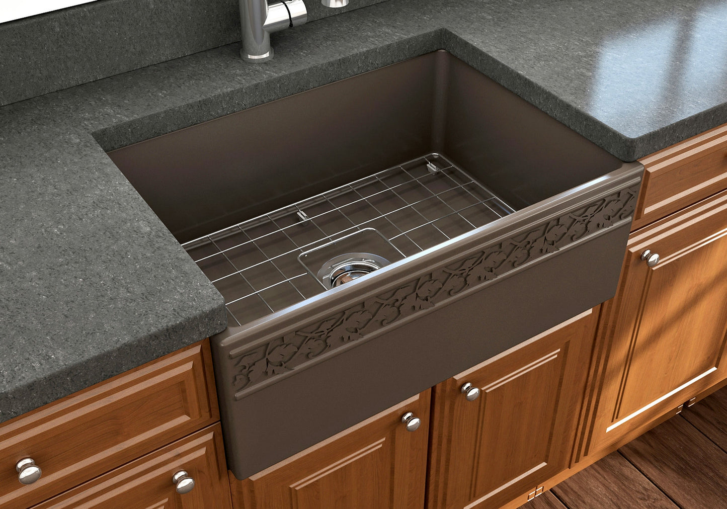 Vigneto Apron Front Fireclay 27" Single Bowl Kitchen Sink in Matte Brown