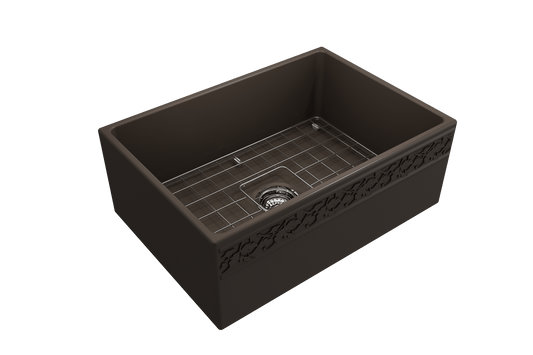 Vigneto Apron Front Fireclay 27" Single Bowl Kitchen Sink in Matte Brown