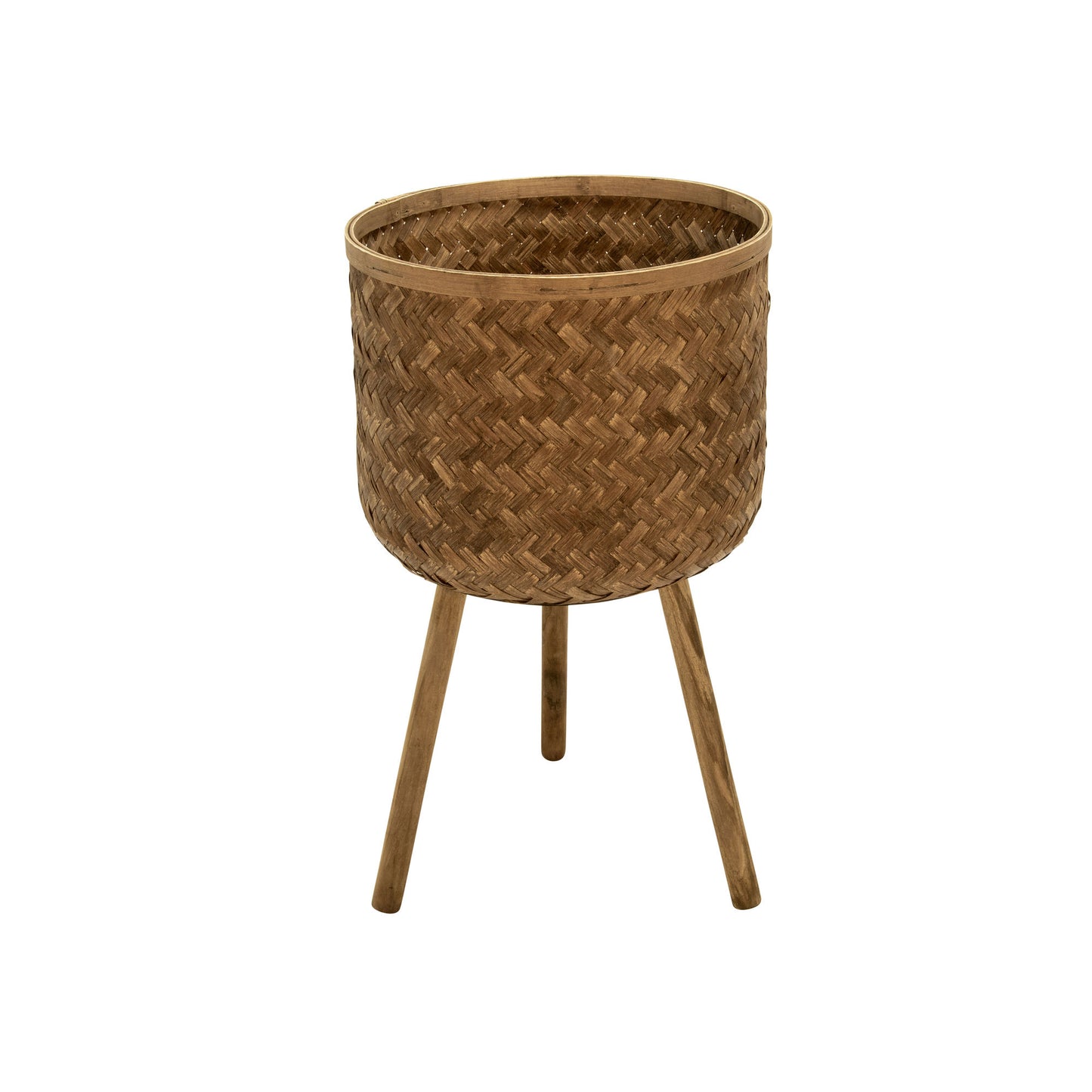 S/3 Bamboo Planters 11/13/15" Brown, No Pattern