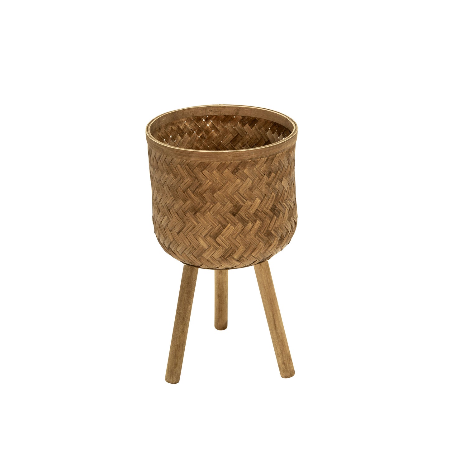 S/3 Bamboo Planters 11/13/15" Brown, No Pattern