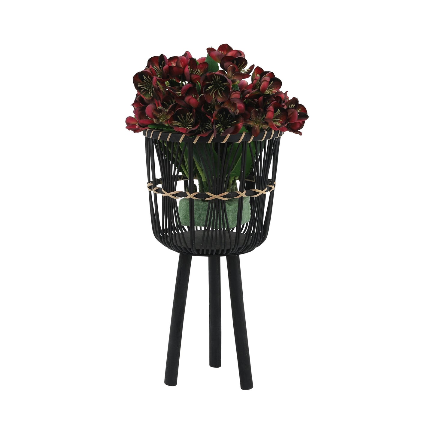 S/3 Bamboo Planters 11/13/15", Black