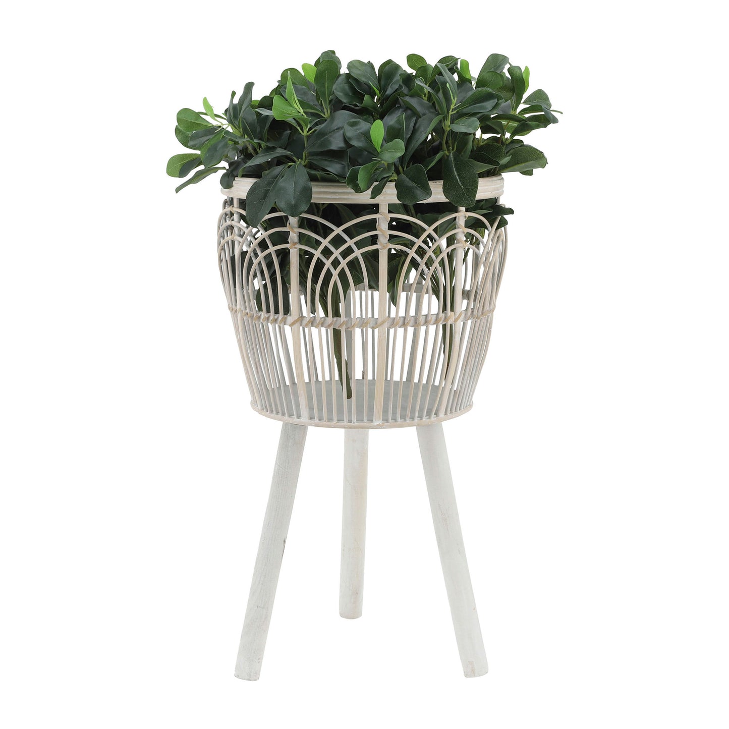 S/3 Bamboo Planters 11/13/15", White