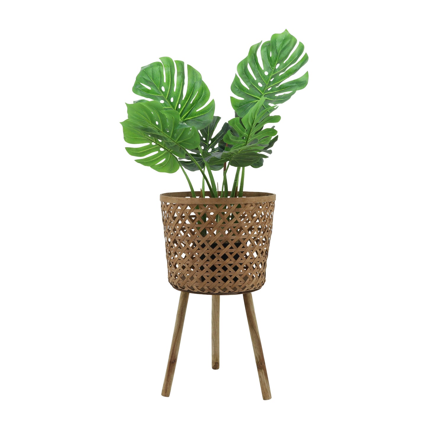 S/3 Bamboo Planters 11/13/15" Natural, Net Pattern