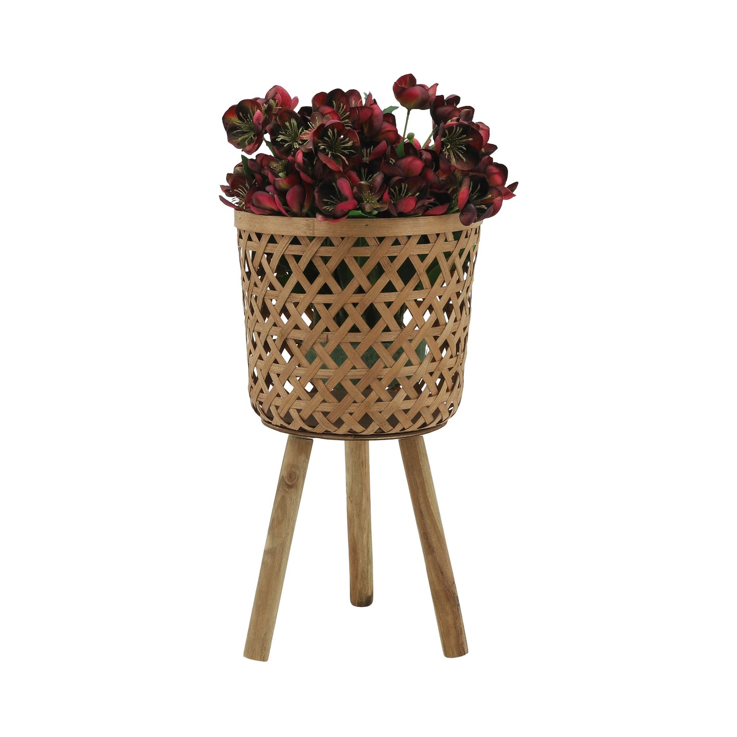 S/3 Bamboo Planters 11/13/15" Natural, Net Pattern