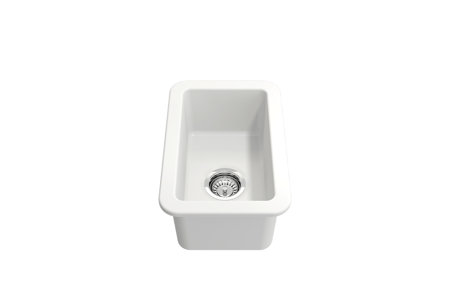 Sotto Dual-mount Fireclay 12" Single Bowl Bar Sink with Strainer in Matte White