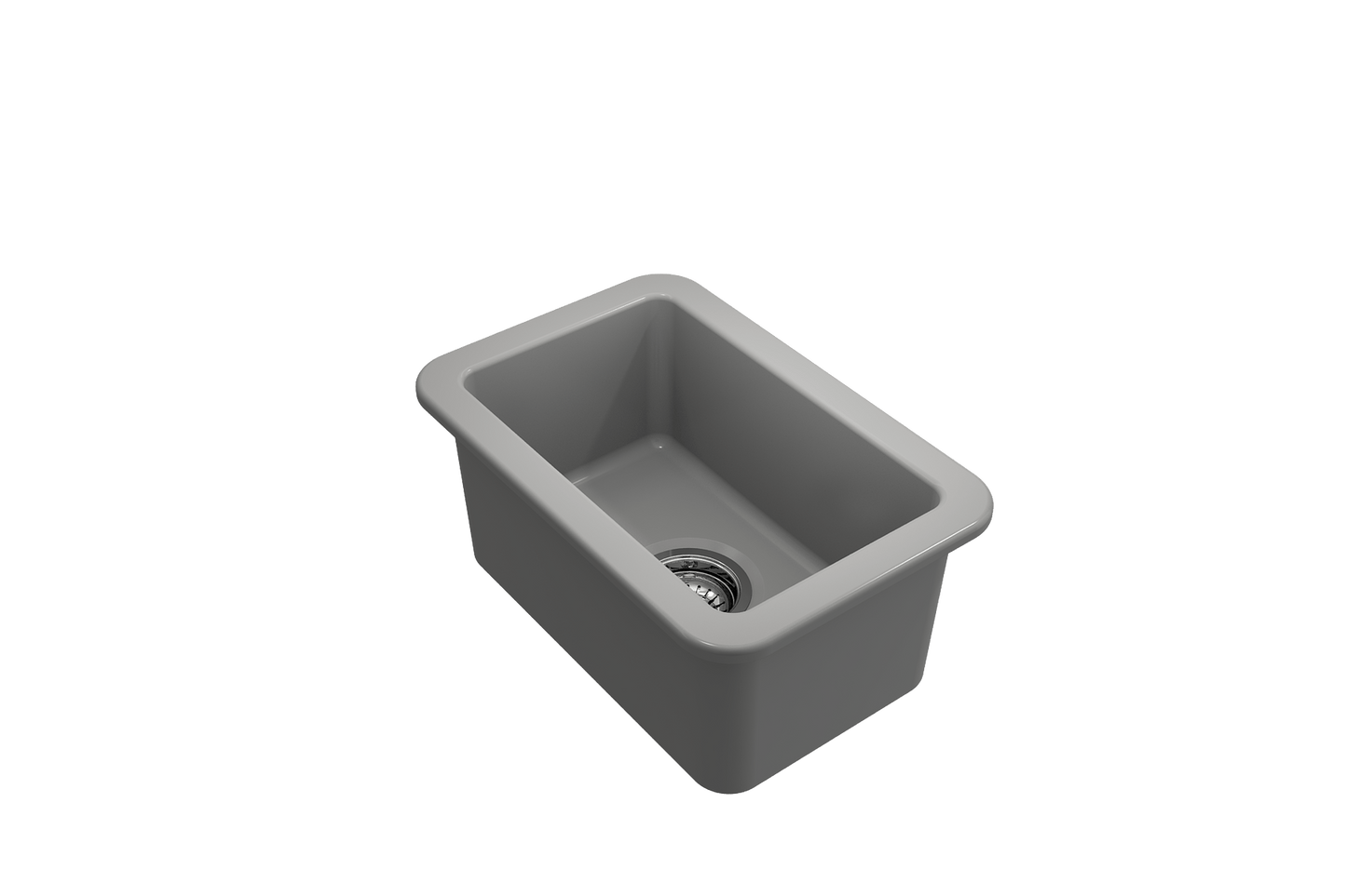 Sotto Dual-mount Fireclay 12" Single Bowl Bar Sink with Strainer in Matte Gray