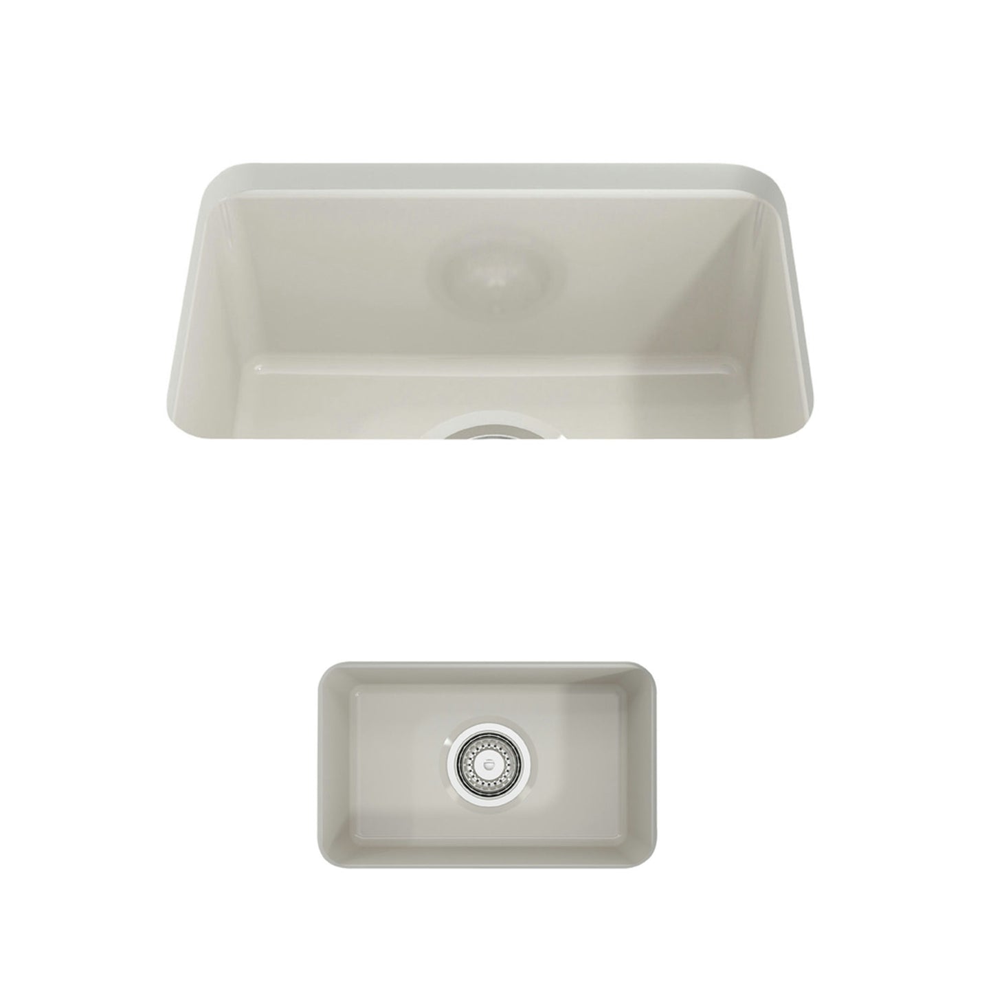 Sotto Dual-mount Fireclay 12" Single Bowl Bar Sink with Strainer in Biscuit