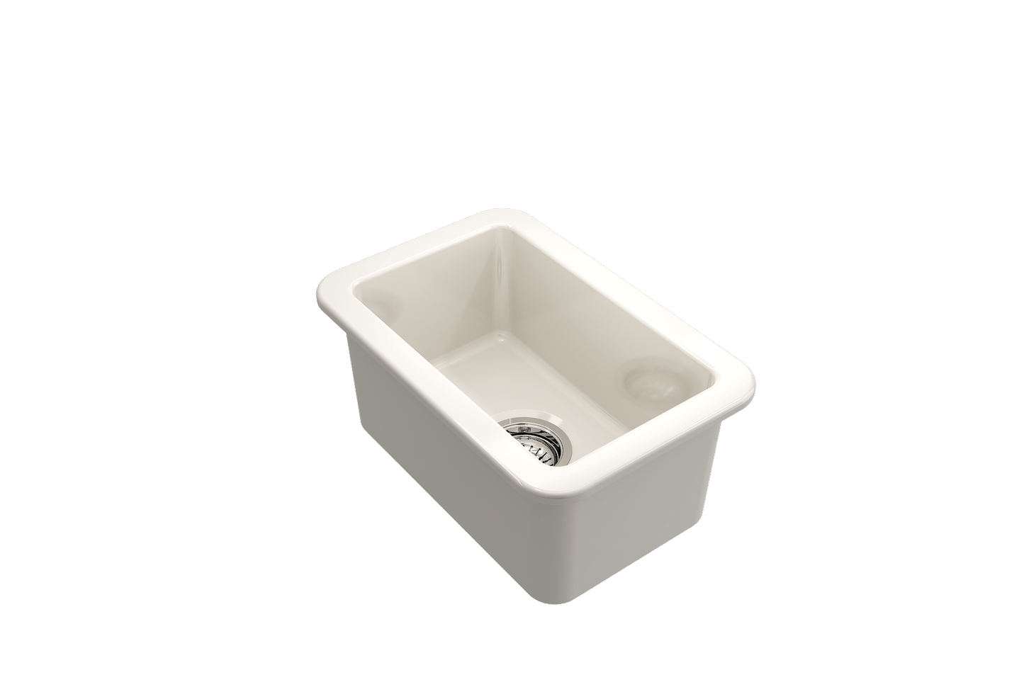 Sotto Dual-mount Fireclay 12" Single Bowl Bar Sink with Strainer in Biscuit